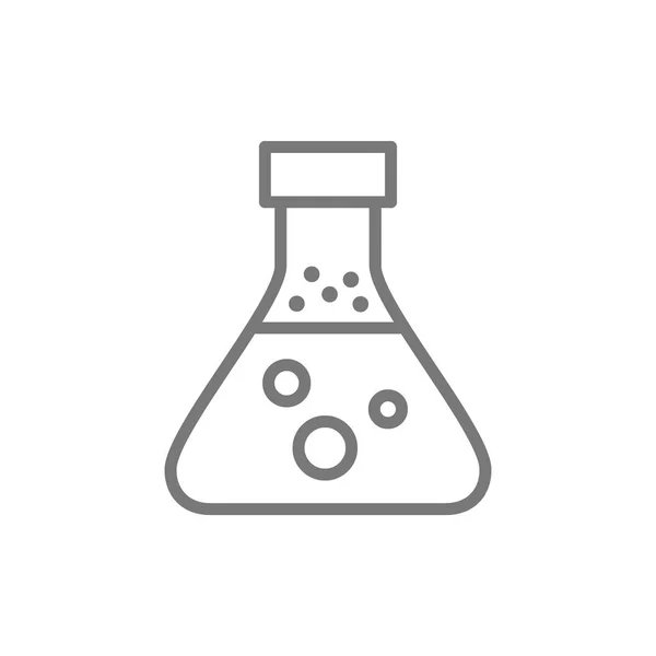 Frasco experimental, ícone de linha de tubo de ensaio químico . — Vetor de Stock