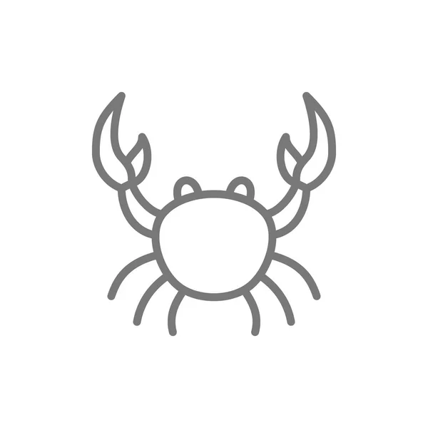 Krab, ikona linii zwierząt wodnych. — Wektor stockowy