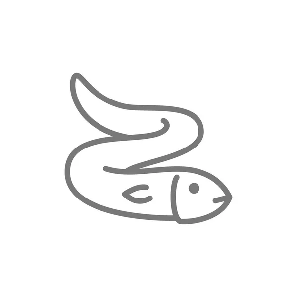 뱀장어, 물고기, 수생 동물 라인 아이콘. — 스톡 벡터