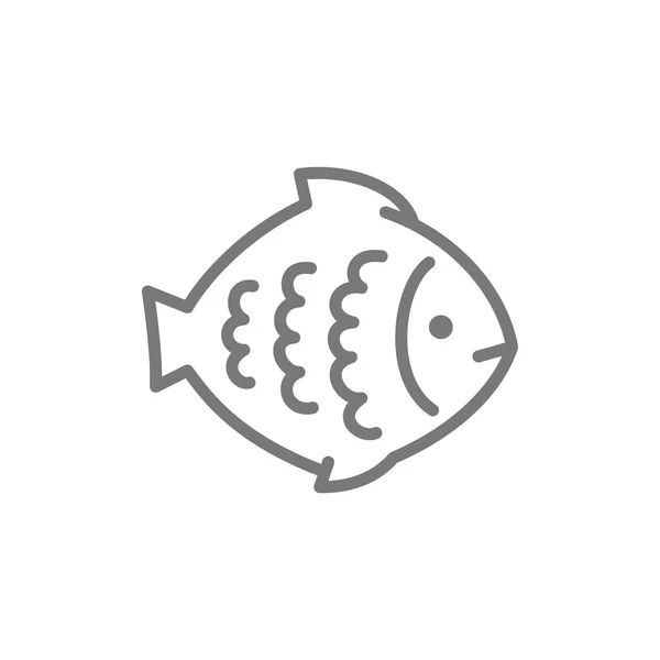 Flounder, ryba, ikona linii zwierząt wodnych. — Wektor stockowy