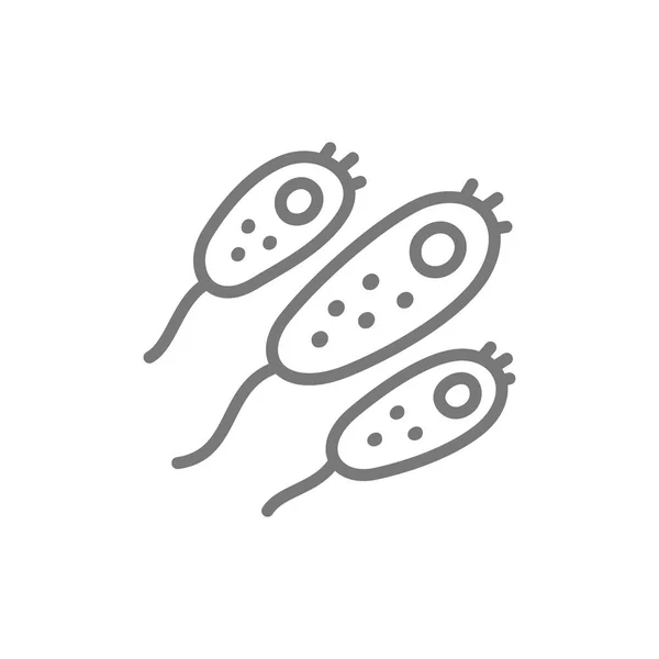 Probiotische, bacteriën, kiem lijn pictogram. — Stockvector