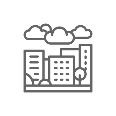 Şehir, kasaba ve kırsal peyzaj çizgisi simgesi.