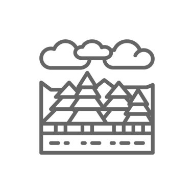 Orman ve ağaçlar peyzaj çizgisi simgesi.