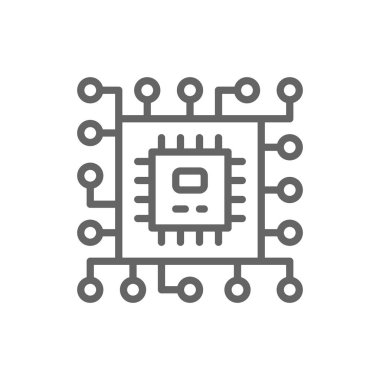Cpu mikroişlemci, bilgisayar yonga hattı simgesi.