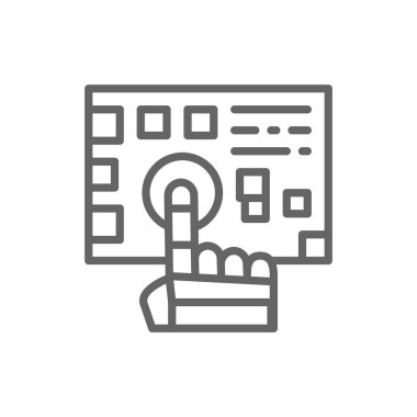 Robot kolu düğme çizgisi simgesine basar.