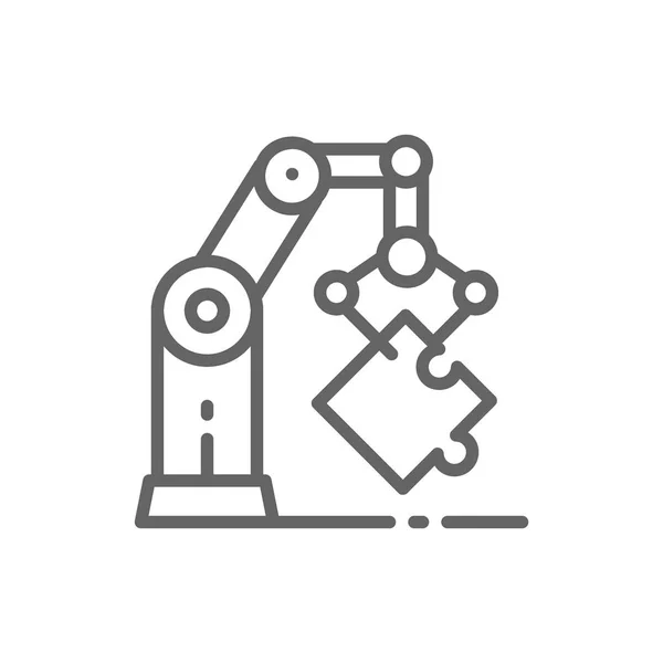 Ρομποτικός χειριστής χεριού, βιομηχανικό μηχανικό εικονίδιο βραχίονα γραμμής. — Διανυσματικό Αρχείο