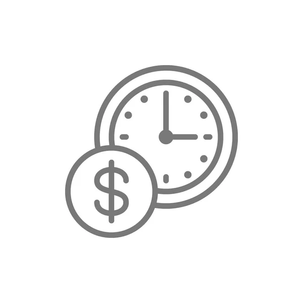 El tiempo es dinero, reloj con el icono de la línea de moneda . — Vector de stock