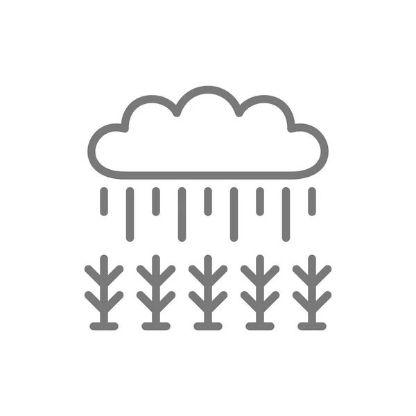 Field under rain line icon. — Stock Vector