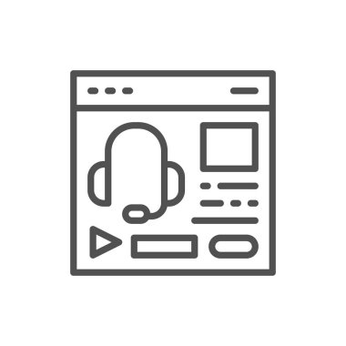 Sesli kurs, podcast, eğitim web sitesi, web sayfası satırı simgesi.