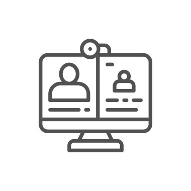 Görüntülü arama, çevrimiçi toplantı, eğitim, web semineri, web konferansı, destek hattı simgesi.