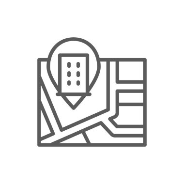 Otel pin işareti simgesi ile harita.