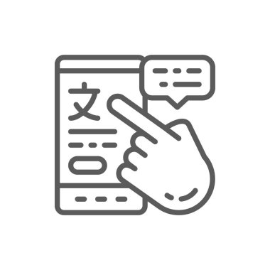 Çevrimiçi çeviri satırı simgesiolan telefon.