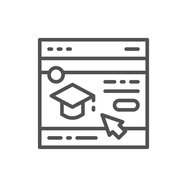 Sitio web de educación, icono de línea de página web . — Vector de stock