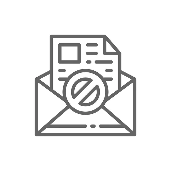 Protección del correo electrónico, anti-malware, spyware, troyano icono de la línea . — Vector de stock