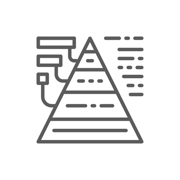 Diagrama triangular con icono de línea de explicaciones . — Vector de stock