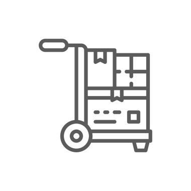 Paketli el arabası, dağıtım hattı simgesi.