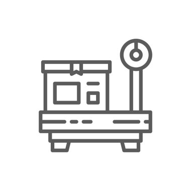 Terazi kutu, paket tartım hattı simgesi.