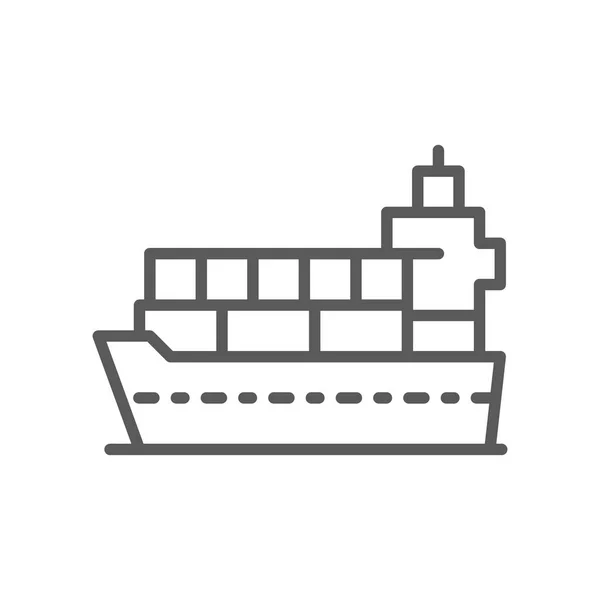Φορτίο πλοίο με το εικονίδιο της γραμμής δεμάτων. — Διανυσματικό Αρχείο