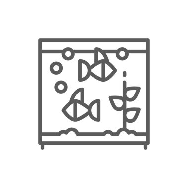 Balık hattı simgesi ile Kare akvaryum.