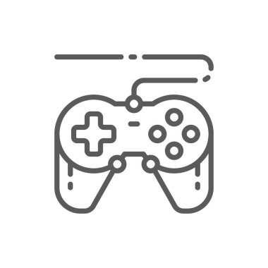 Joystick, gamepad, oyun cihazı çizgi simgesi.