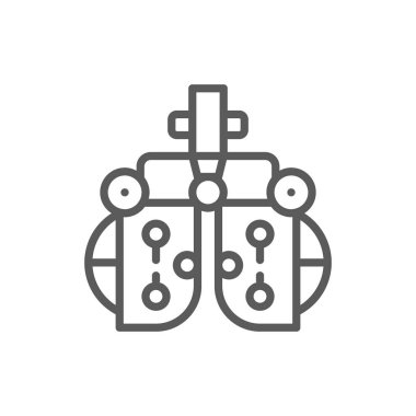 Görme düzeltme cihazı, göz muayene hattı simgesi.