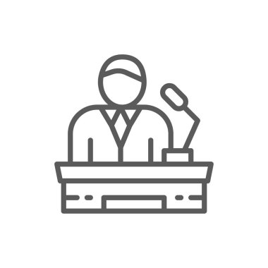 Tribün hoparlörü, proje sunumu, başkan, lider çizgisi simgesi.