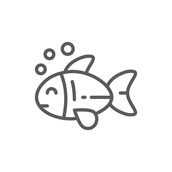 Рыба, домашнее животное, икона линии животных . — стоковый вектор