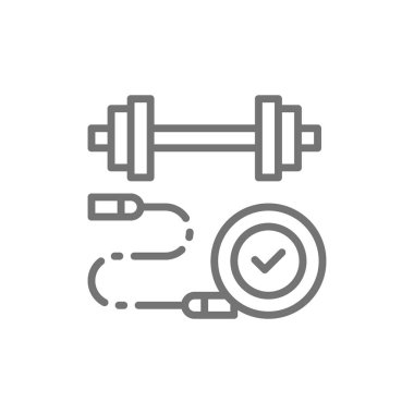 Dambıl ile ip atlama, spor, şarj hattı simgesi.