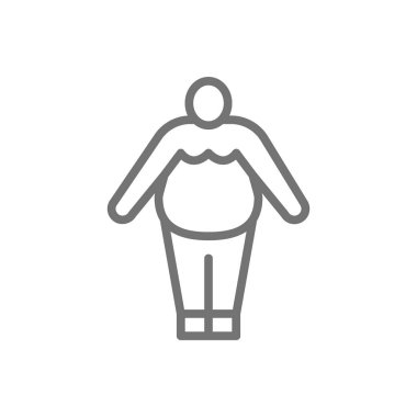 Obezite, şişman adam, tombul çizgi simgesi.