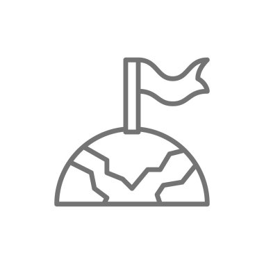 Bayraklı küre, güney, navigasyon, toprak, bitiş çizgisi simgesi.