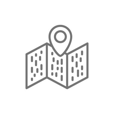 İşaretçi, gezinme, konum pin çizgisi simgesi ile harita.