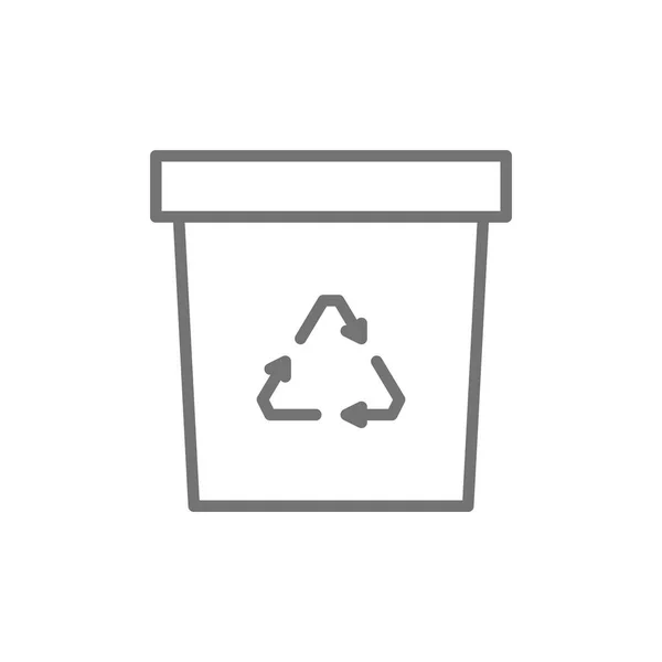 Reciclagem de resíduos, lata de lixo, ícone da linha de lixo. — Vetor de Stock