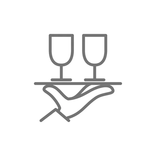 Mano sostiene dos vasos icono de línea . — Vector de stock