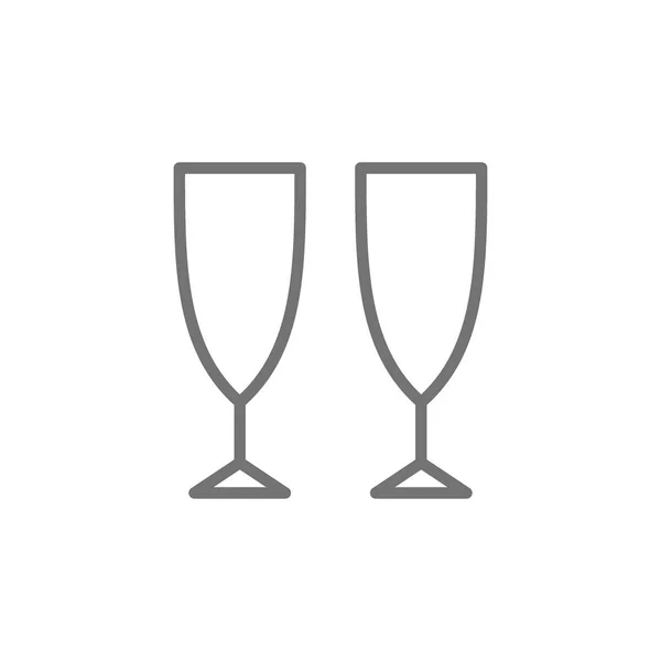 Copas de champán icono de línea. — Vector de stock