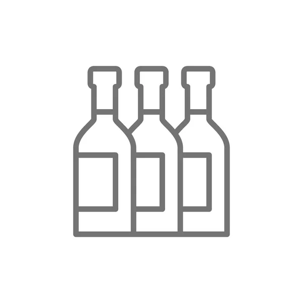 Garrafas, vinho, álcool, ícone da linha de champanhe . — Vetor de Stock