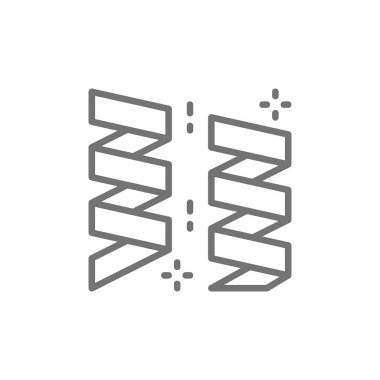 Streamer şeritler, çelenk, konfeti, parti aksesuarları çizgi simgesi.