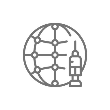 Dünya aşı günü, küreyle şırınga, iğne çizgisi simgesi.