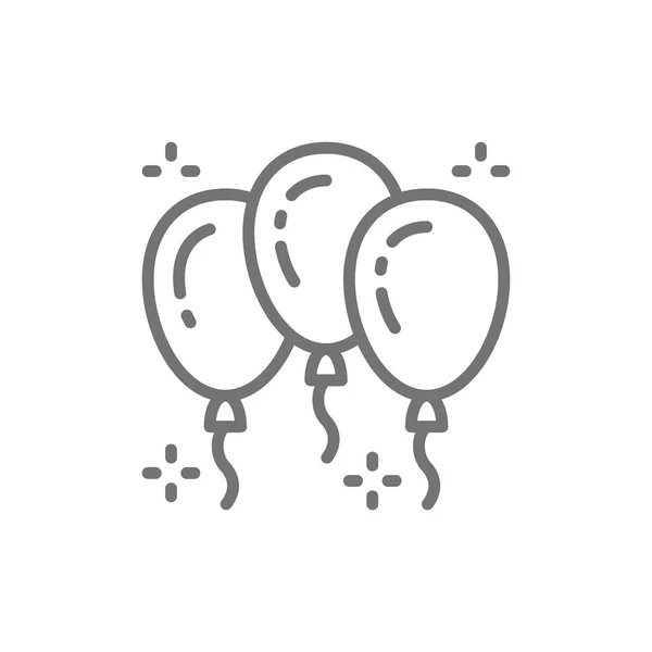 Globos, icono de la línea de accesorios de fiesta . — Vector de stock