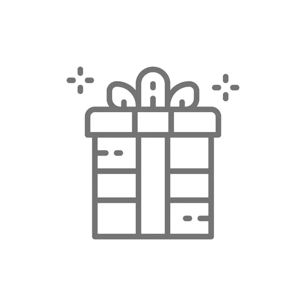礼品盒、节日包装、派对盒行图标. — 图库矢量图片