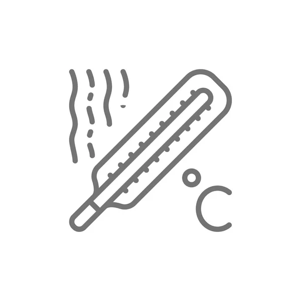 Thermometer, hohe Temperatur, Fieberleitungssymbol. — Stockvektor