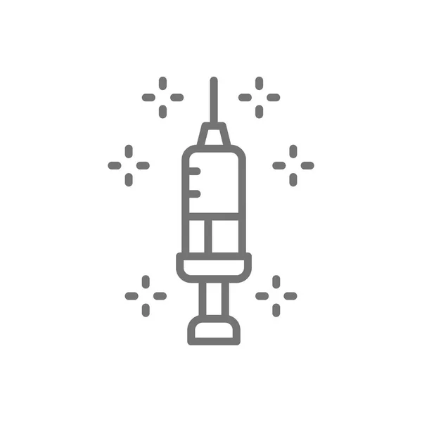 薬、ワクチン、注射ラインアイコンの注射器. — ストックベクタ