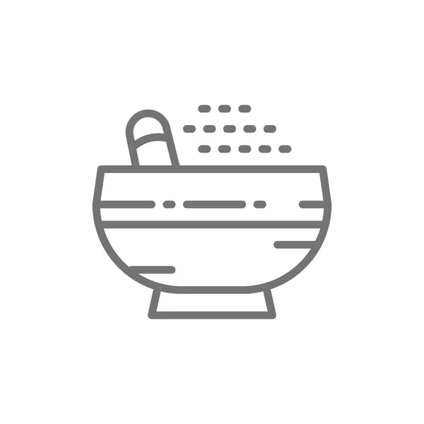 Pilon et mortier, icône de ligne d'épices . — Image vectorielle