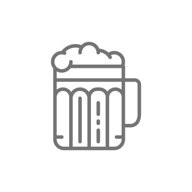 Bira, alkol, içki hattı simgesi ile cam pint.
