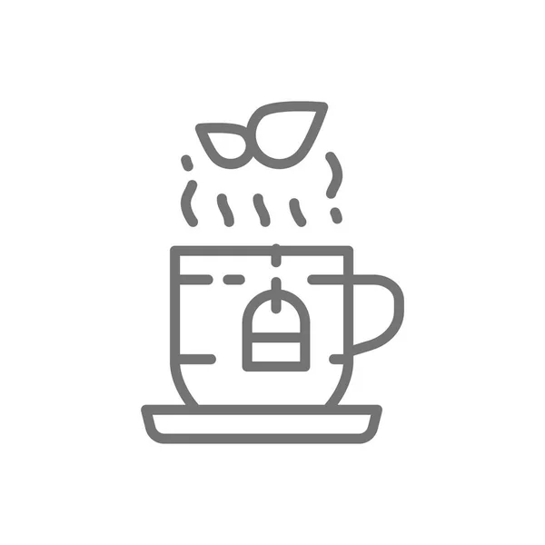 Coupe de thé à base de plantes icône de ligne anglaise . — Image vectorielle