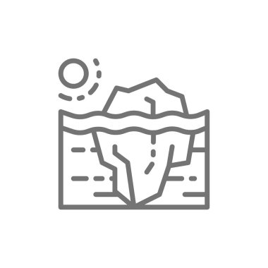 Küresel ısınma, buzdağı çizgi simgesi.