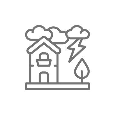 Fırtına, yıldırım, doğal afet, felaket hattı simgesi.