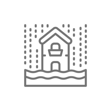 Yağmur, sel, felaket, doğal afet hattı simgesi.