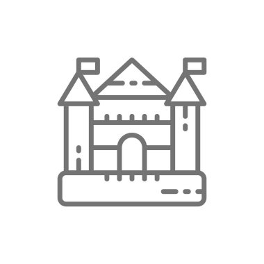 Oyun alanı için Bouncy kale, çocuk eğlence kompleksi çizgi simgesi.