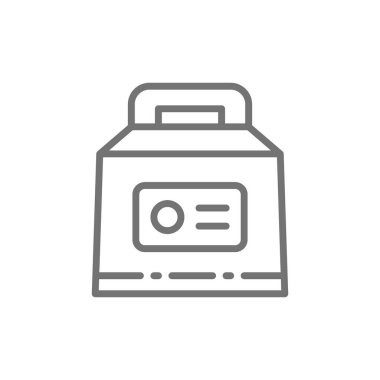 Öğle yemeği kutusu, fast food için ambalaj, paket hat simgesi.