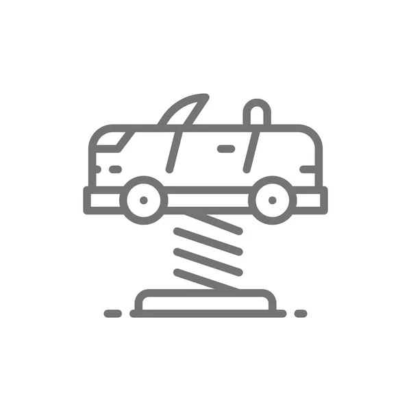 Jouet de voiture à bascule sur ressorts, attraction pour enfants icône de ligne . — Image vectorielle